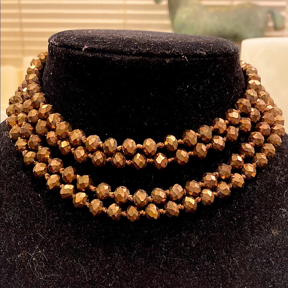 Long 1 Strand Chocolate Aurora Borealis Crystal Necklace